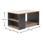 Τραπεζάκι σαλονιού Sylvia από μελαμίνη χρώμα pine oak - ανθρακί 90,2x59,2x48,1εκ.