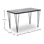 Σετ τραπεζαρία 5τμχ Roger - Iris Megapap Mdf - ύφασμα χρώμα μαύρο εφέ μαρμάρου - γκρι 120x70x75εκ.