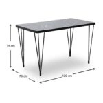 Σετ τραπεζαρία 5τμχ Roger - Chiara Megapap Mdf - ύφασμα χρώμα μαύρο εφέ μαρμάρου - γκρι 120x70x75εκ.