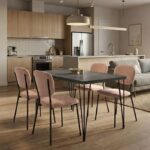 Σετ τραπεζαρία 5τμχ Roger - Kevin Megapap Mdf - ύφασμα χρώμα σκούρο γκρι σκυροδέματος - μόκα 120x70x75εκ.