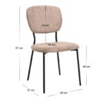 Σετ τραπεζαρία 5τμχ Roger - Kevin Megapap Mdf - ύφασμα χρώμα σκούρο γκρι σκυροδέματος - μόκα 120x70x75εκ.