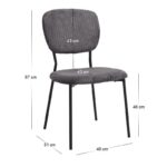 Σετ τραπεζαρία 5τμχ Roger - Kevin Megapap Mdf - ύφασμα χρώμα σκούρο γκρι σκυροδέματος - γκρι 120x70x75εκ.