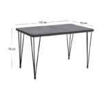 Σετ τραπεζαρία 5τμχ Roger - Kevin Megapap Mdf - ύφασμα χρώμα σκούρο γκρι σκυροδέματος - γκρι 120x70x75εκ.