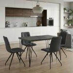 Σετ τραπεζαρία 5τμχ Roger - Bianca Megapap Mdf - ύφασμα χρώμα σκούρο γκρι σκυροδέματος - γκρι 120x70x75εκ.