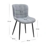 Σετ τραπεζαρία 5τμχ Roger - Chiara Megapap Mdf - ύφασμα χρώμα σκούρο γκρι σκυροδέματος - γκρι 120x70x75εκ.