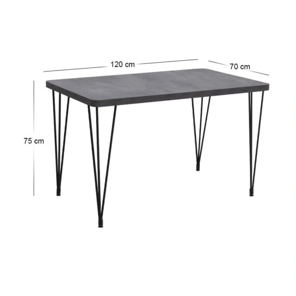 Σετ τραπεζαρία 5τμχ Roger - Chiara Megapap Mdf - ύφασμα χρώμα σκούρο γκρι σκυροδέματος - γκρι 120x70x75εκ.