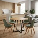 Σετ τραπεζαρία 5τμχ Rubes - Viva Megapap χρώμα φυσικό οξιάς - φυστικί Ø100x78εκ.