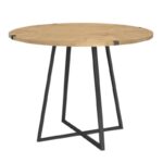 Σετ τραπεζαρία 5τμχ Rubes - Monica Megapap χρώμα φυσικό οξιάς - γκρι Ø100x78εκ.