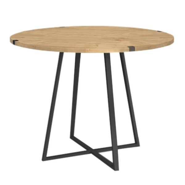 Σετ τραπεζαρία 5τμχ Rubes - Monica Megapap χρώμα φυσικό οξιάς - γκρι Ø100x78εκ.