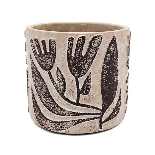 Artekko Cement Μπεζ Τσιμεντένια Διακοσμητικά Κασπώ με Σχέδια (11x11x10)cm 4pcs