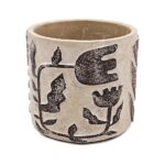 Artekko Cement Μπεζ Τσιμεντένια Διακοσμητικά Κασπώ με Σχέδια (11x11x10)cm 4pcs