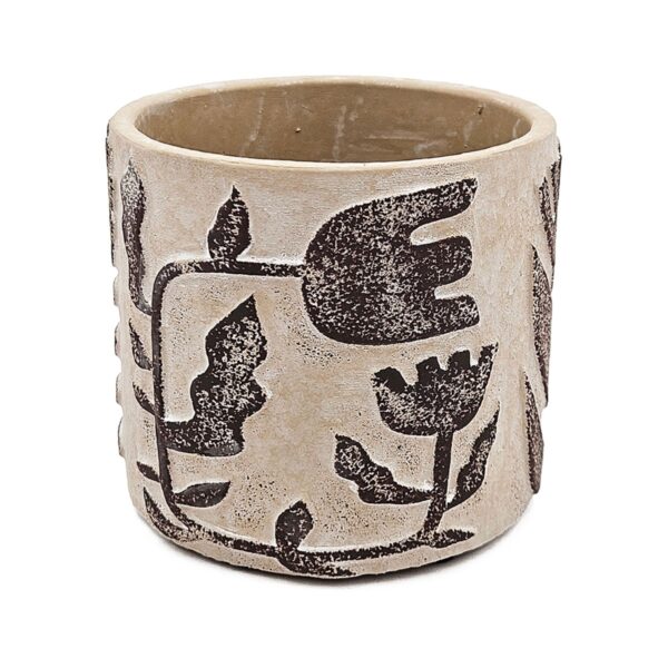 Artekko Cement Μπεζ Τσιμεντένια Διακοσμητικά Κασπώ με Σχέδια (11x11x10)cm 4pcs