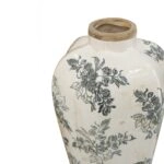 Artekko Aging Λευκό Κεραμικό Βάζο με Γκρι Λουλούδια (20.5x20.5x34.5)cm