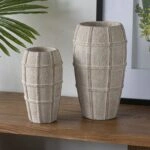 Artekko Cement Μπεζ Τσιμεντένιο Βάζο (13x13x23.5)cm