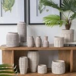 Artekko Cement Μπεζ Τσιμεντένια Κασπώ (19.5x19.5x17)cm 2pcs