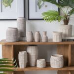 Artekko Cement Μπεζ Τσιμεντένια Κασπώ (19x19x18)cm 2pcs