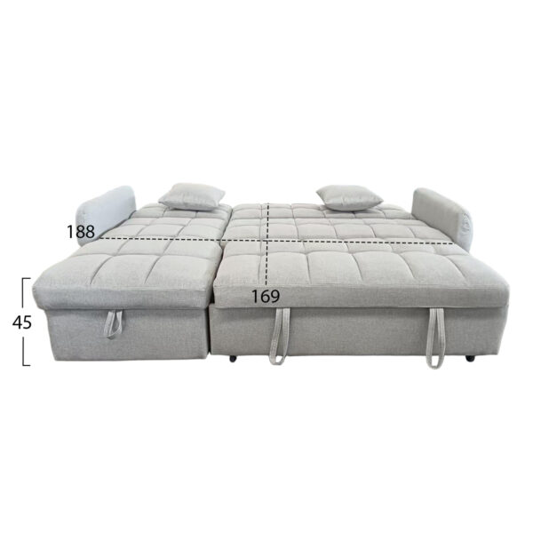 ΓΩΝΙΑΚΟΣ ΚΑΝΑΠΕΣ-ΚΡΕΒΑΤΙ ΑΝΑΣΤΡΕΨΙΜΟΣ NEZU HM3294.02 ΜΠΕΖ ΥΦΑΣΜΑ 213x145x83Υεκ.