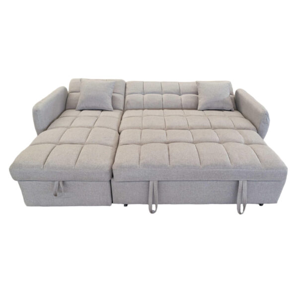 ΓΩΝΙΑΚΟΣ ΚΑΝΑΠΕΣ-ΚΡΕΒΑΤΙ ΑΝΑΣΤΡΕΨΙΜΟΣ NEZU HM3294.02 ΜΠΕΖ ΥΦΑΣΜΑ 213x145x83Υεκ.