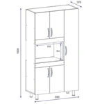 Ντουλάπα κουζίνας Defne  χρώμα λευκό-καρυδί 89x37.5x160εκ