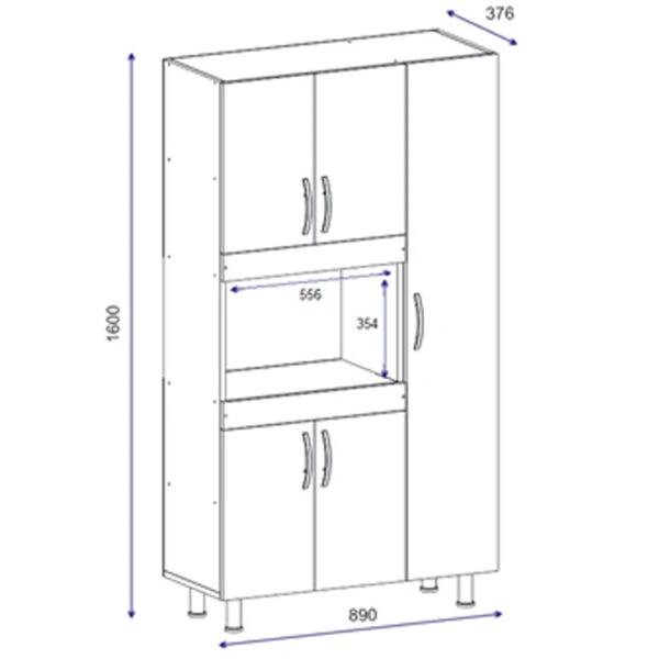 Ντουλάπα κουζίνας Defne  χρώμα λευκό-καρυδί 89x37.5x160εκ