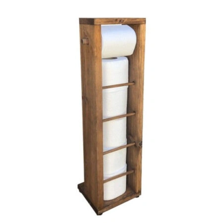 Επιδαπέδια χαρτοθήκη μπάνιου Laila καρυδί 15x15x56εκ