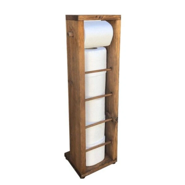 Επιδαπέδια χαρτοθήκη μπάνιου Laila  καρυδί 15x15x56εκ