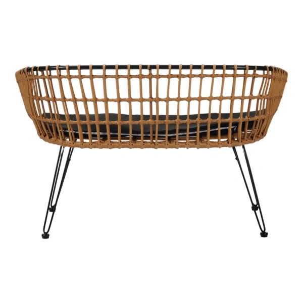 Καναπές 2θέσιος Naoki μέταλλο μαύρο-pe φυσικό 120x55x79εκ