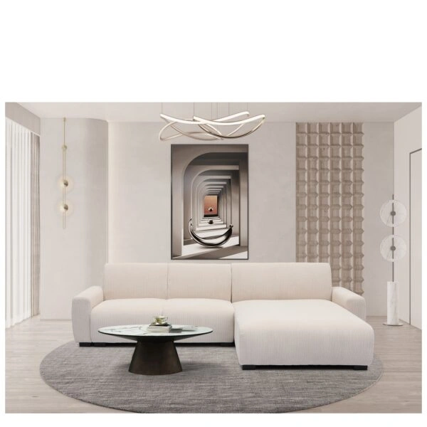 Καναπές Γωνιακός Αναστρέψιμος ArteLibre TRIANA Μπεζ Ύφασμα 287x161x71cm