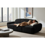 Καναπές Κρεβάτι Τριθέσιος ArteLibre SCULPTA Μαύρο Ύφασμα 234x88x75cm