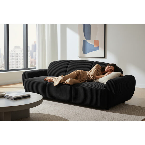 Καναπές Κρεβάτι Τριθέσιος ArteLibre SCULPTA Μαύρο Ύφασμα 234x88x75cm