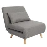 Πολυθρόνα Κρεβάτι ArteLibre VERA Γκρι Ανοιχτό Ύφασμα/Ξύλο 79x80x89cm