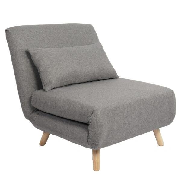 Πολυθρόνα Κρεβάτι ArteLibre VERA Γκρι Ανοιχτό Ύφασμα/Ξύλο 79x80x89cm