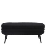 Παγκάκι Ottoman ArteLibre TONDO Μαύρο Ύφασμα Teddy/Μέταλλο 42x112x44cm