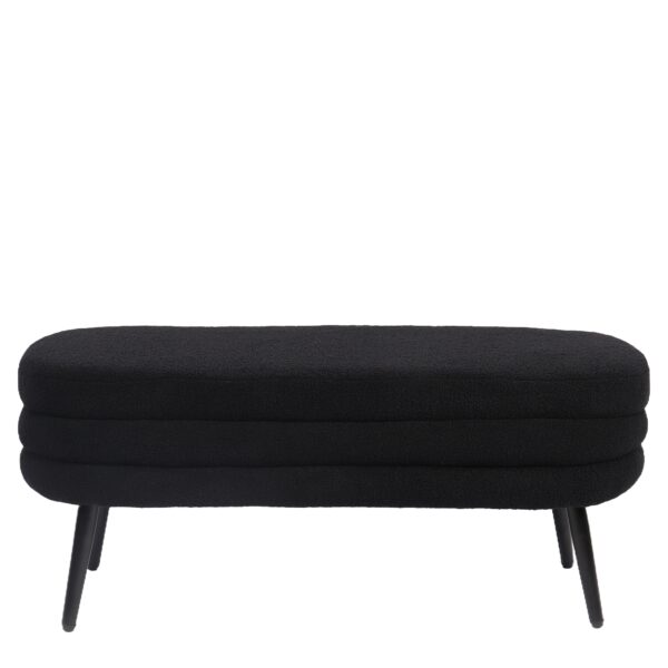 Παγκάκι Ottoman ArteLibre TONDO Μαύρο Ύφασμα Teddy/Μέταλλο 42x112x44cm