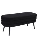 Παγκάκι Ottoman ArteLibre TONDO Μαύρο Ύφασμα Teddy/Μέταλλο 42x112x44cm