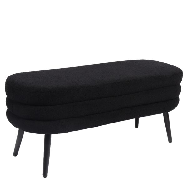 Παγκάκι Ottoman ArteLibre TONDO Μαύρο Ύφασμα Teddy/Μέταλλο 42x112x44cm