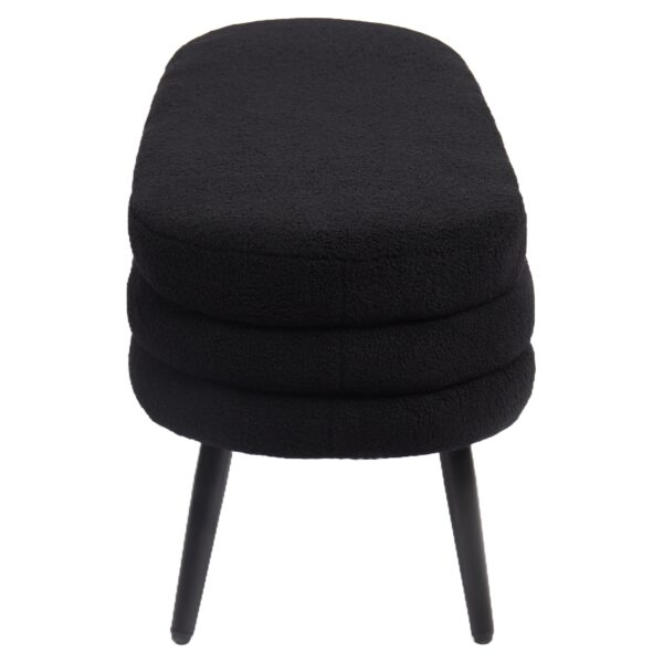 Παγκάκι Ottoman ArteLibre TONDO Μαύρο Ύφασμα Teddy/Μέταλλο 42x112x44cm