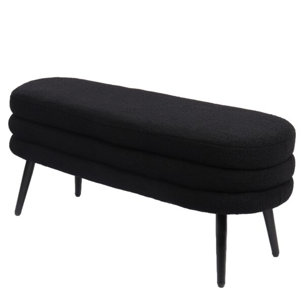 Παγκάκι Ottoman ArteLibre TONDO Μαύρο Ύφασμα Teddy/Μέταλλο 42x112x44cm