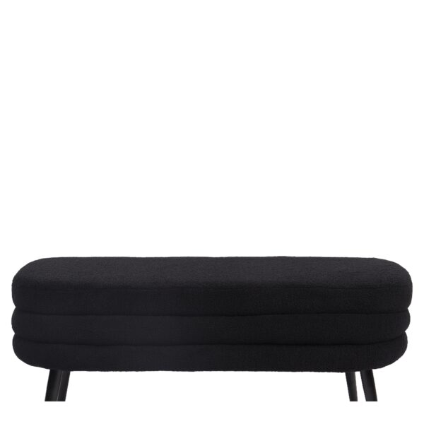 Παγκάκι Ottoman ArteLibre TONDO Μαύρο Ύφασμα Teddy/Μέταλλο 42x112x44cm