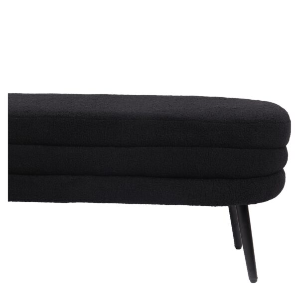 Παγκάκι Ottoman ArteLibre TONDO Μαύρο Ύφασμα Teddy/Μέταλλο 42x112x44cm