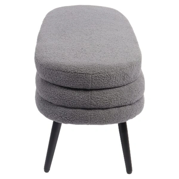 Παγκάκι Ottoman ArteLibre TONDO Γκρι Ύφασμα Teddy/Μέταλλο 42x112x44cm