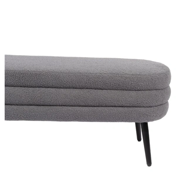 Παγκάκι Ottoman ArteLibre TONDO Γκρι Ύφασμα Teddy/Μέταλλο 42x112x44cm