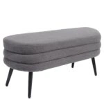 Παγκάκι Ottoman ArteLibre TONDO Γκρι Ύφασμα Teddy/Μέταλλο 42x112x44cm