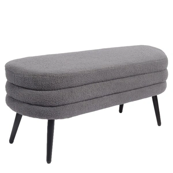 Παγκάκι Ottoman ArteLibre TONDO Γκρι Ύφασμα Teddy/Μέταλλο 42x112x44cm