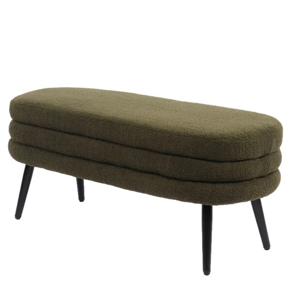 Παγκάκι Ottoman ArteLibre TONDO Πράσινο Ύφασμα Teddy/Μέταλλο 42x112x44cm