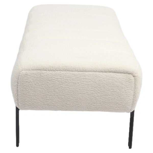 Παγκάκι Ottoman ArteLibre KUBO Λευκό Ύφασμα Teddy/Μέταλλο 40x116.5x50cm
