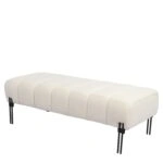 Παγκάκι Ottoman ArteLibre KUBO Λευκό Ύφασμα Teddy/Μέταλλο 40x116.5x50cm