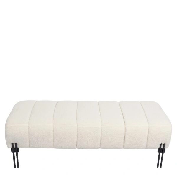 Παγκάκι Ottoman ArteLibre KUBO Λευκό Ύφασμα Teddy/Μέταλλο 40x116.5x50cm