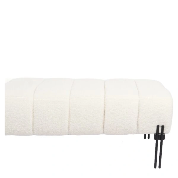 Παγκάκι Ottoman ArteLibre KUBO Λευκό Ύφασμα Teddy/Μέταλλο 40x116.5x50cm