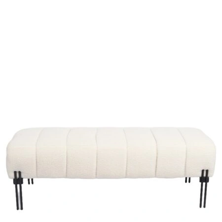 Παγκάκι Ottoman ArteLibre KUBO Λευκό Ύφασμα Teddy/Μέταλλο 40x116.5x50cm